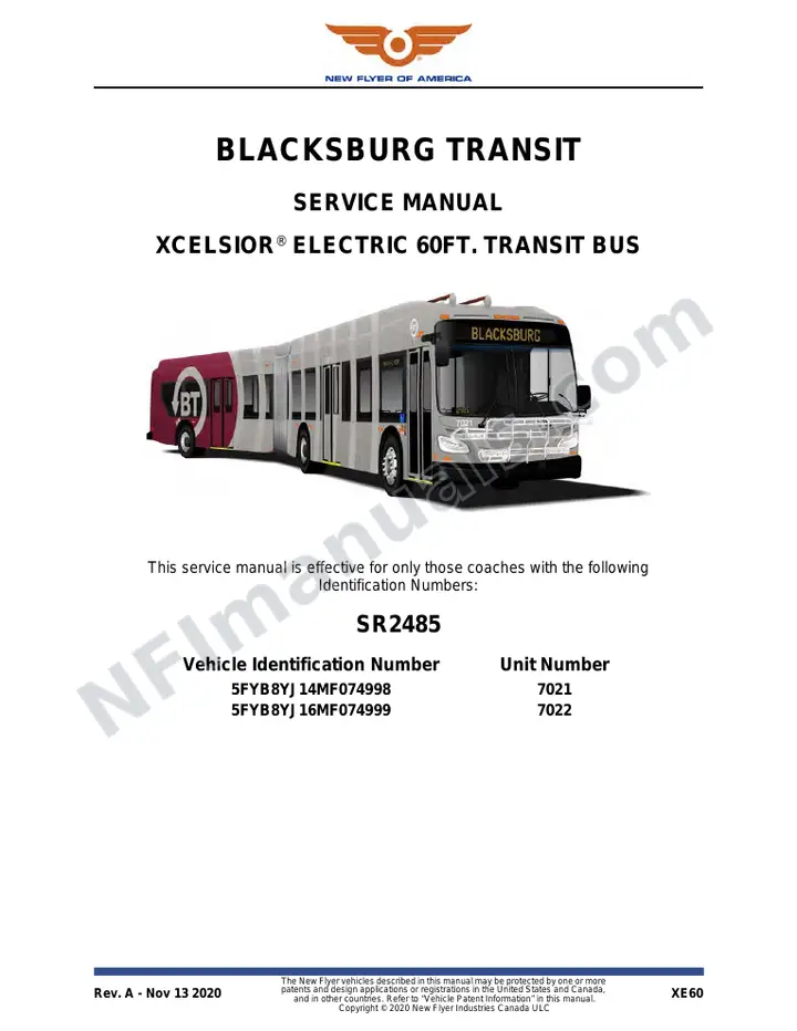 SR2485 Service Manual, Blacksburg Transit first-page preview