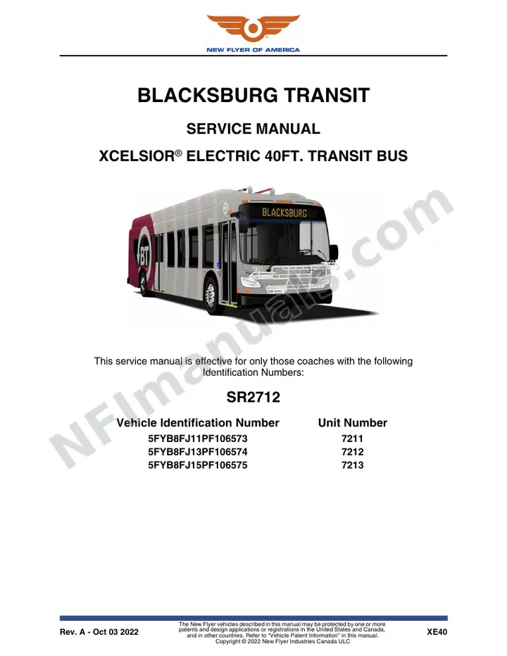 SR2712 Service Manual, Blacksburg Transit first-page preview