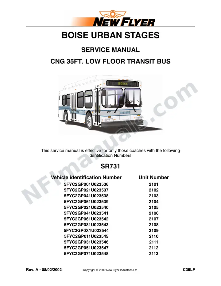 SR731 Service Manual, Boise Urban Stages first-page preview