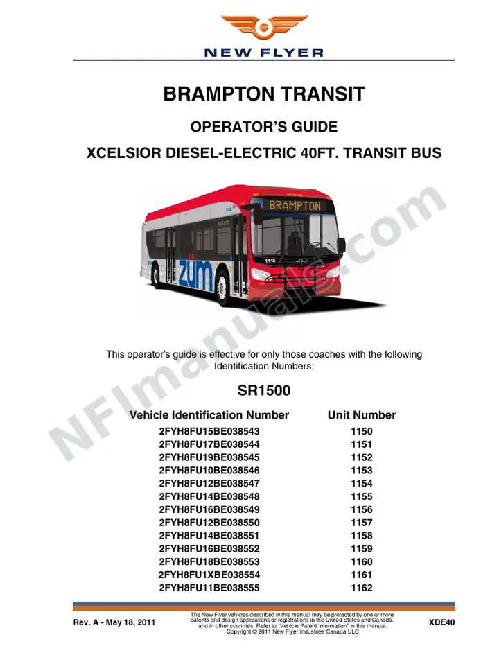 SR1500 Operator's Guide, Brampton Transit first-page preview