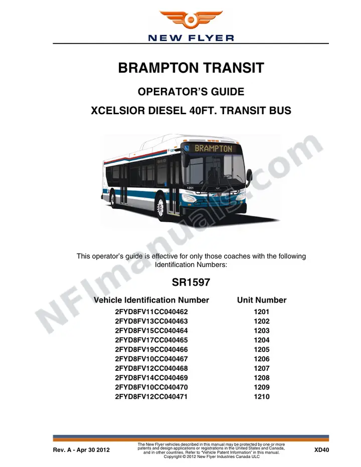 SR1597 Operator's Guide, Brampton Transit first-page preview