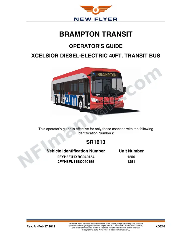 SR1613 Operator's Guide, Brampton Transit first-page preview