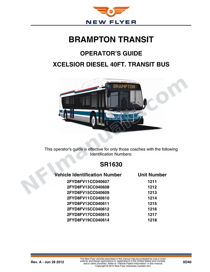 SR1630 Operator's Guide, Brampton Transit first-page preview