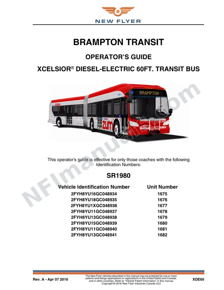 SR1980 Operator's Guide, Brampton Transit first-page preview