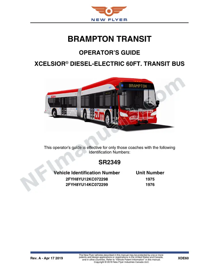 SR2349 Operator's Guide, Brampton Transit first-page preview