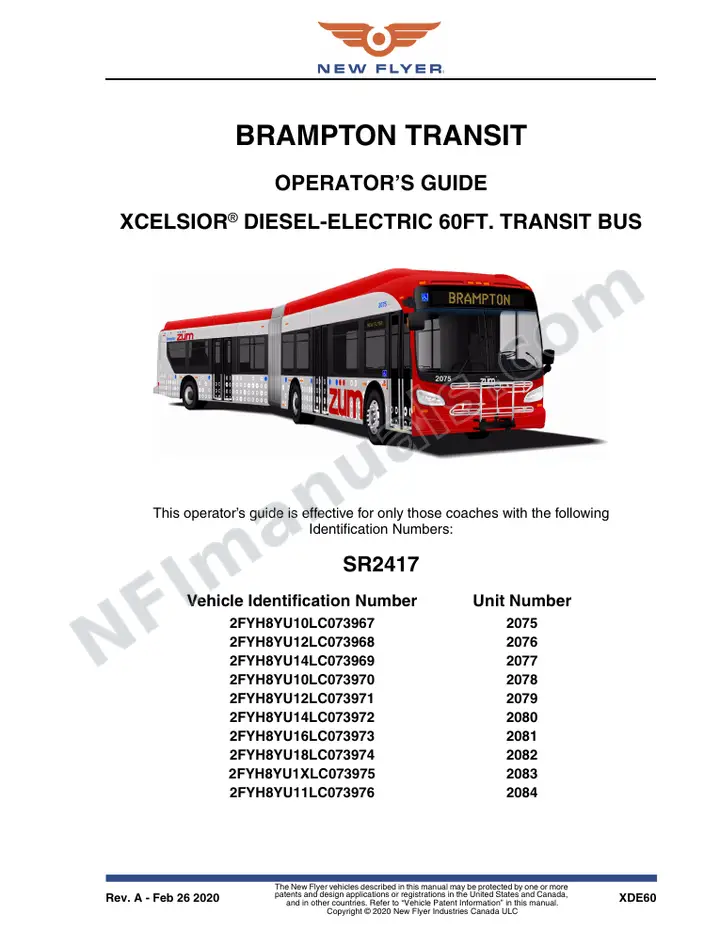 SR2417 Operator's Guide, Brampton Transit first-page preview
