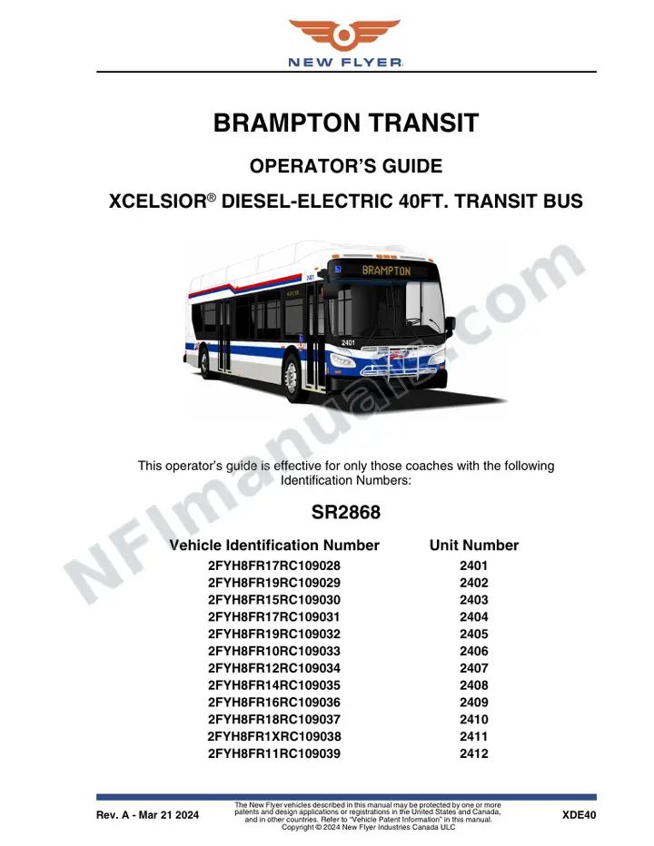 SR2868 Operator's Guide, Brampton Transit first-page preview