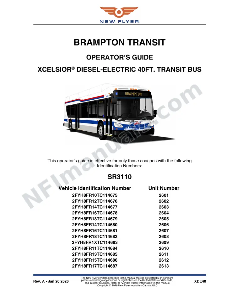 SR3110 Operator's Guide, Brampton Transit first-page preview