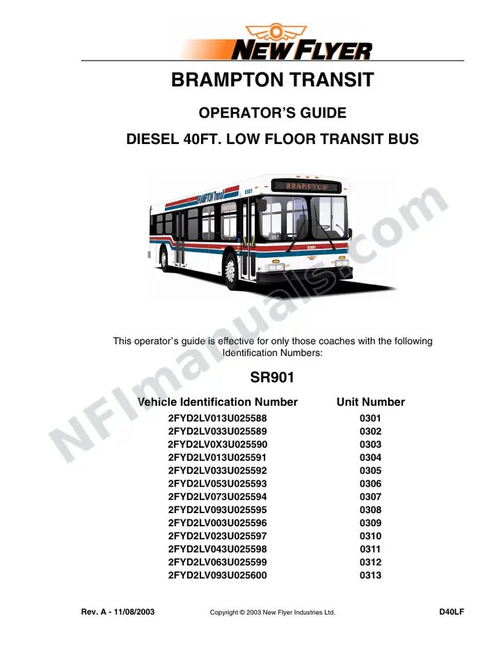SR901 Operator's Guide, Brampton Transit first-page preview