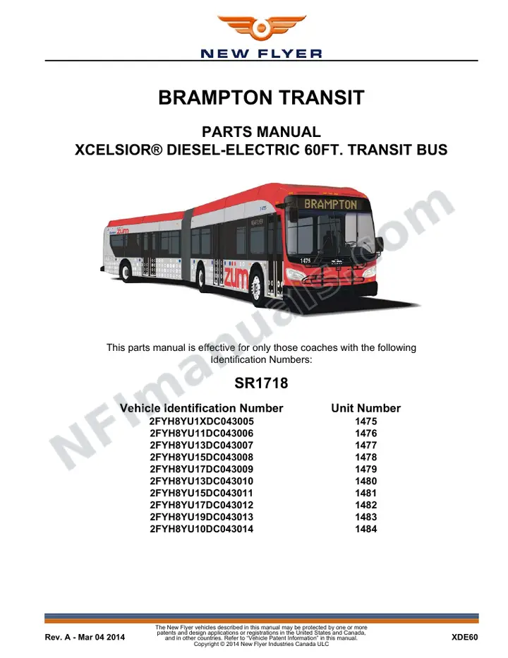 1718 Parts Manual, Brampton Transit first-page preview