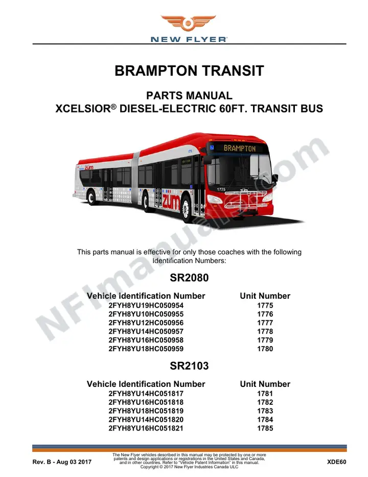 SR2080_2103 Parts Manual, Brampton Transit first-page preview