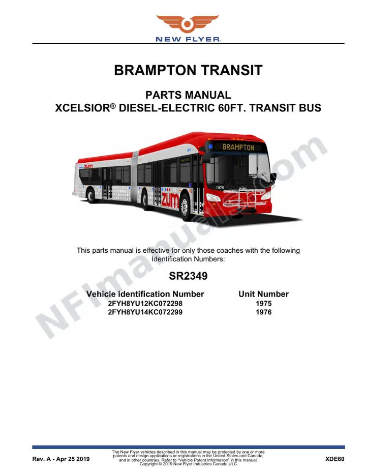 SR2349 Parts Manual, Brampton Transit first-page preview