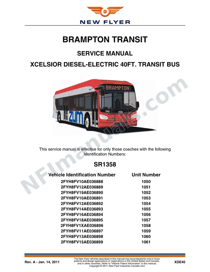 SR1358 Service Manual, Brampton Transit first-page preview