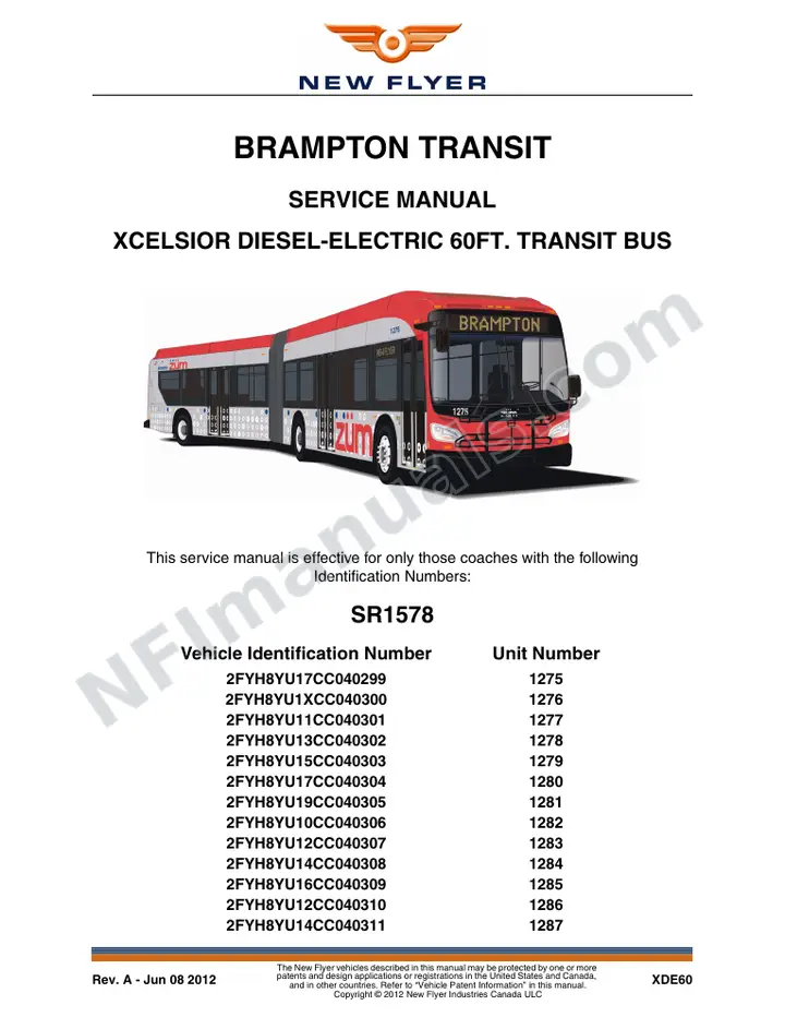 SR1578 Service Manual, Brampton Transit first-page preview