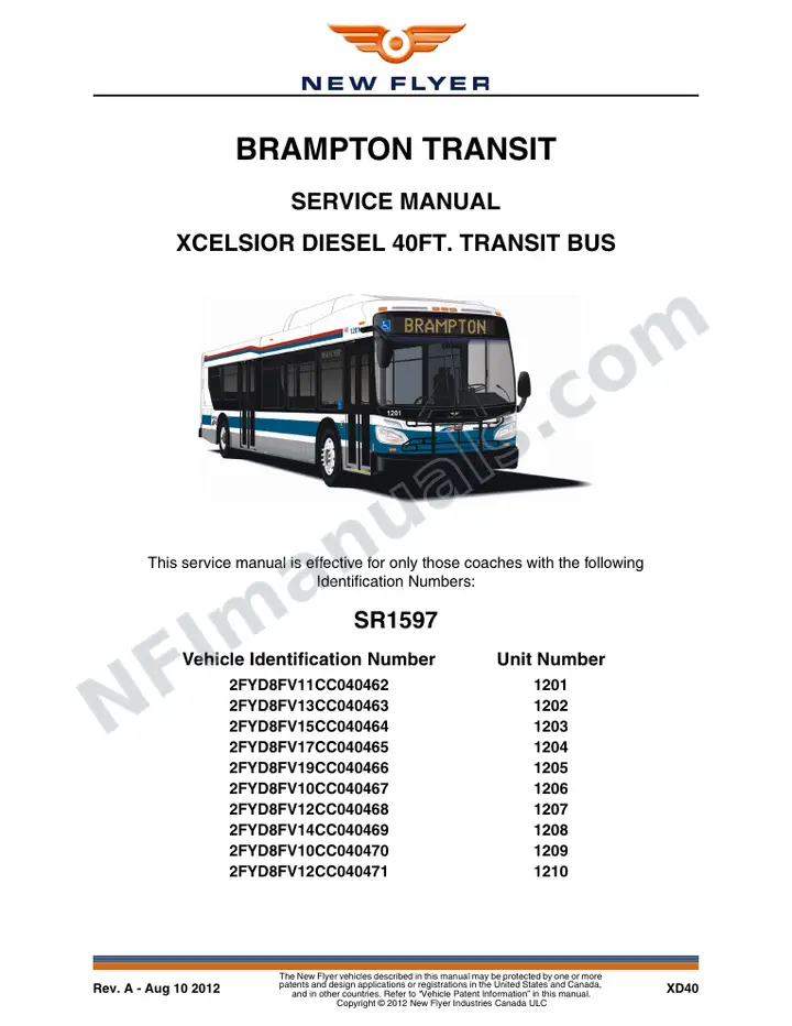 SR1597 Service Manual, Brampton Transit first-page preview
