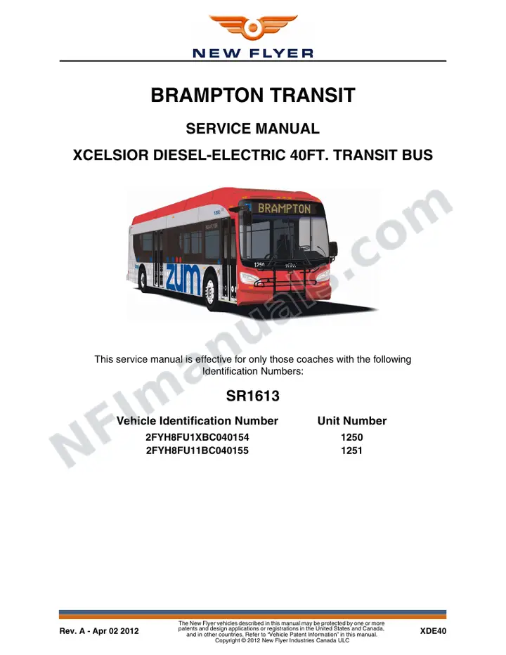 SR1613 Service Manual, Brampton Transit first-page preview