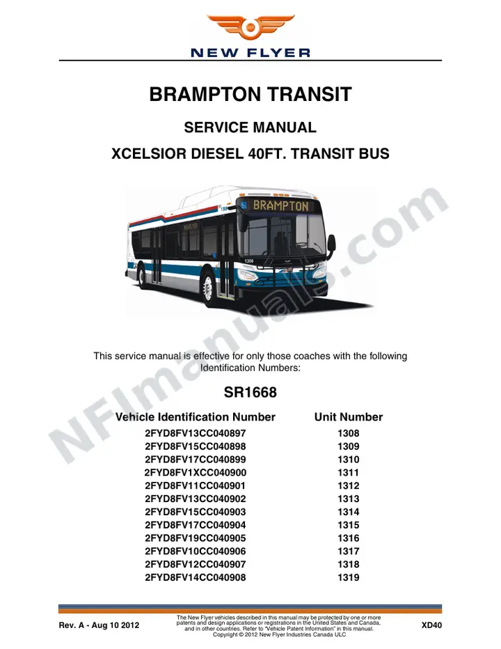 SR1668_1676 Service Manual, Brampton Transit first-page preview