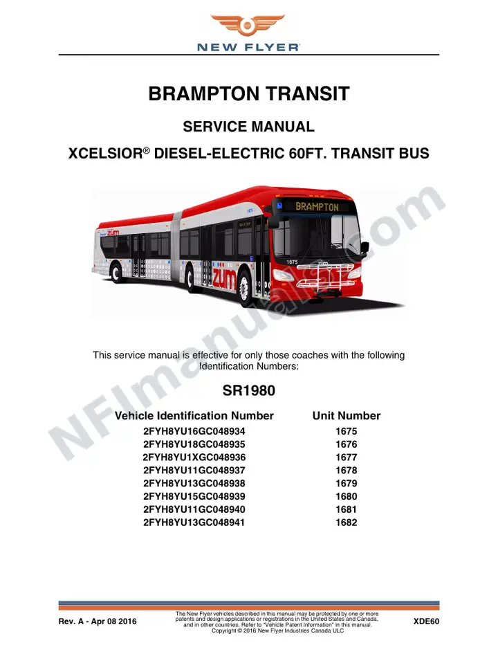 SR1980 Service Manual, Brampton Transit first-page preview