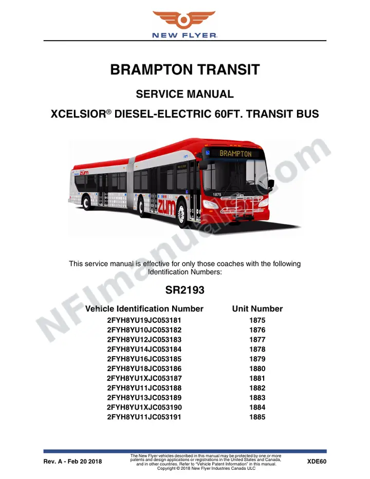 SR2193 Service Manual, Brampton Transit first-page preview