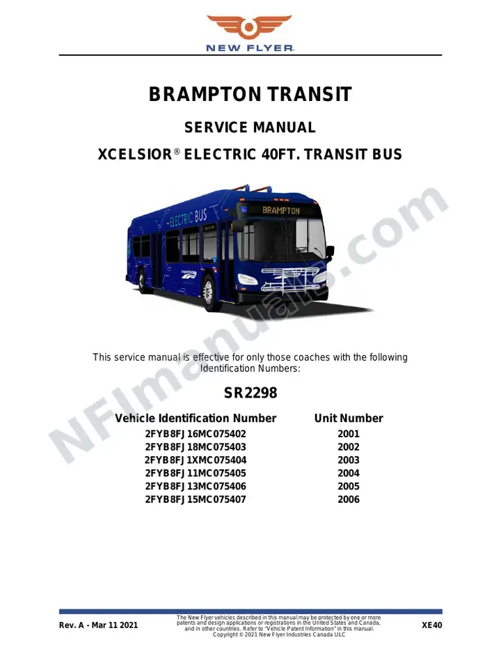 SR2298 Service Manual, Brampton Transit first-page preview