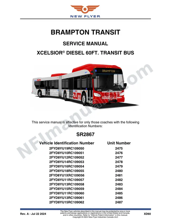 SR2867 Service Manual, Brampton Transit first-page preview