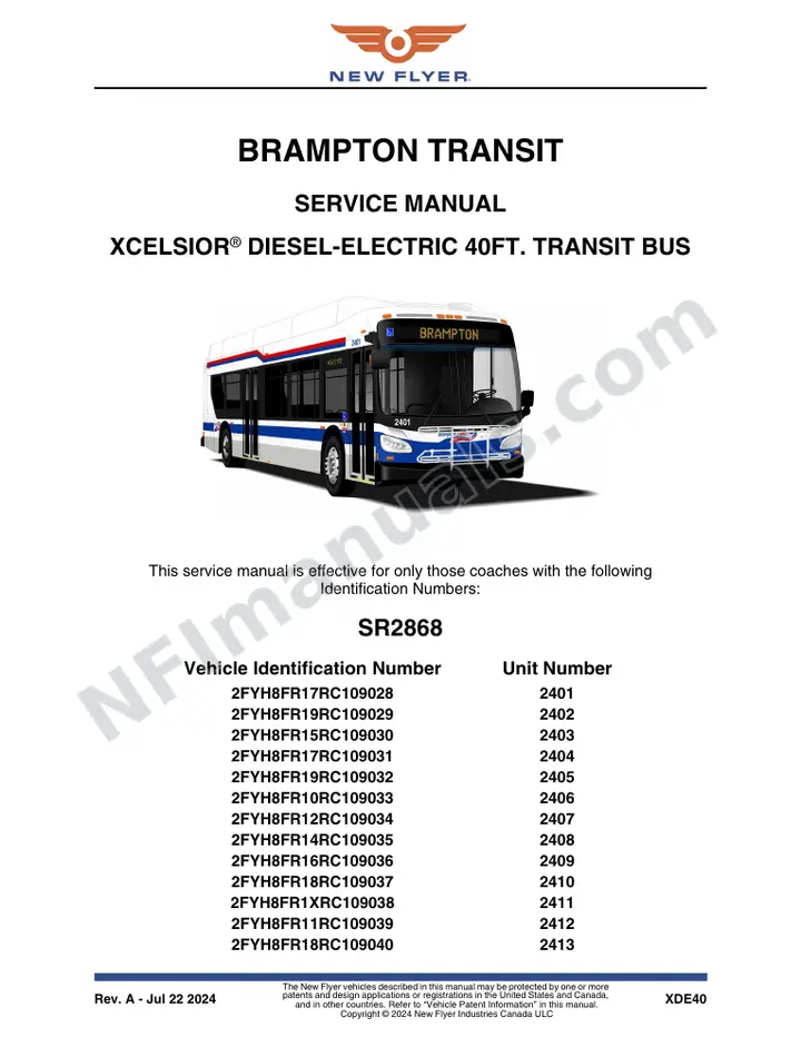 SR2868 Service Manual, Brampton Transit first-page preview