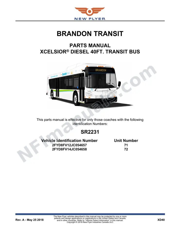 SR2231 Parts Manual, Brandon Transit first-page preview