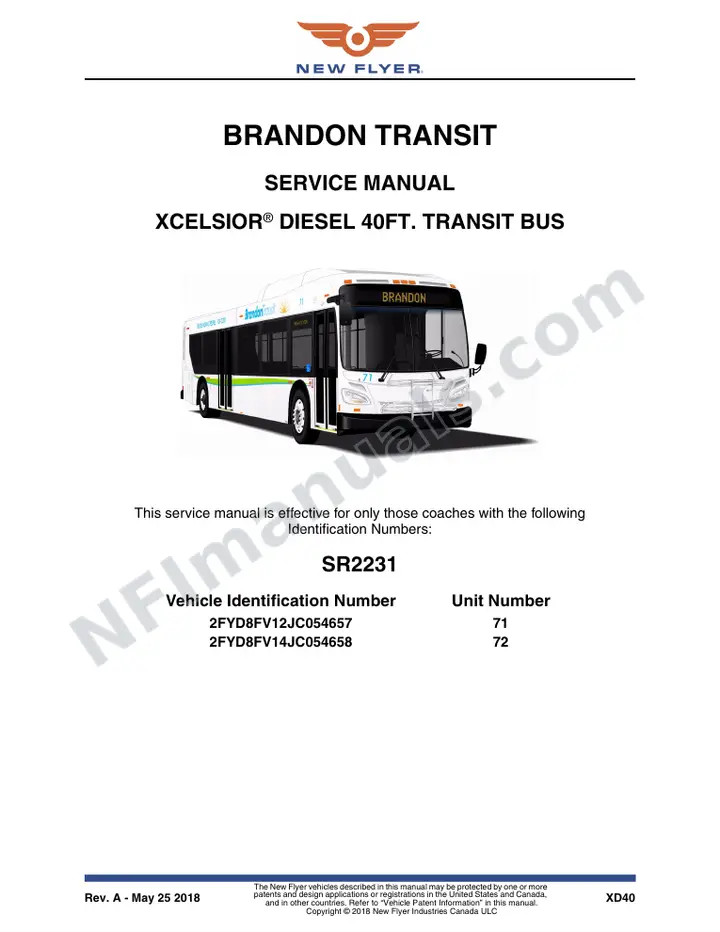 SR2231 Service Manual, Brandon Transit first-page preview