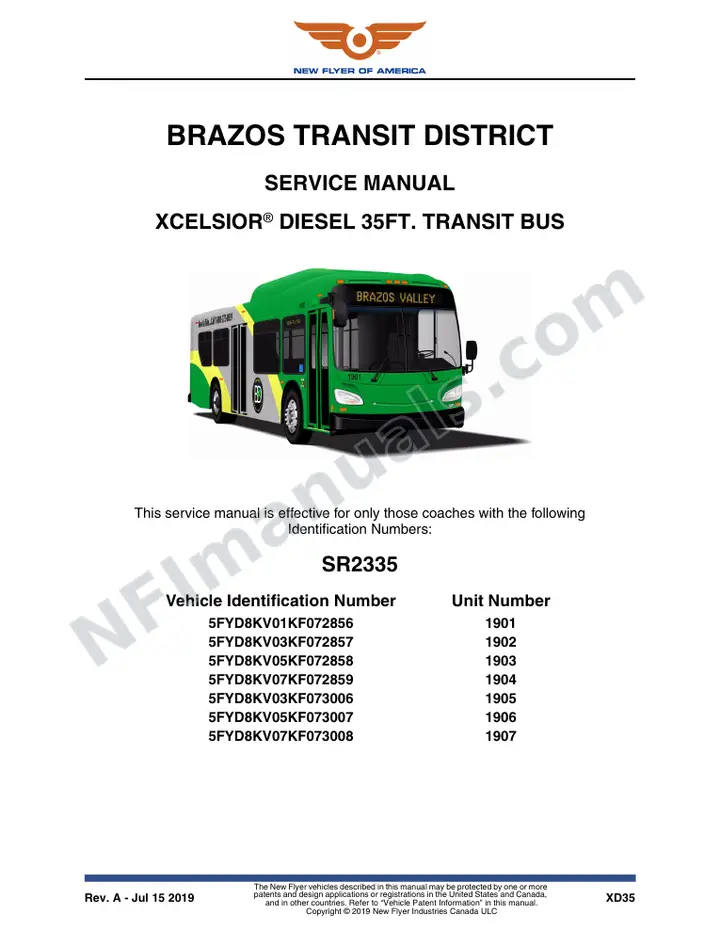 SR2335 Service Manual, Brazos Transit District first-page preview