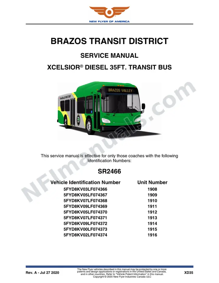 SR2466 Service Manual, Brazos Transit District first-page preview