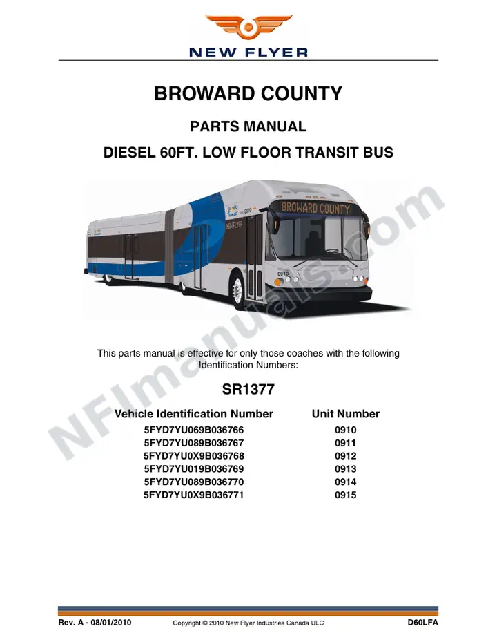 SR1377 Parts Manual, Broward County first-page preview