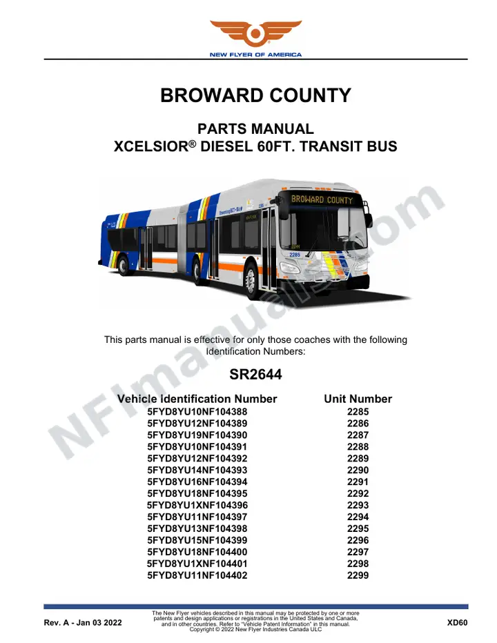 SR2644 Parts Manual, Broward County first-page preview