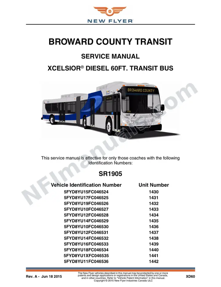 SR1905 Service Manual, Broward County Transit first-page preview