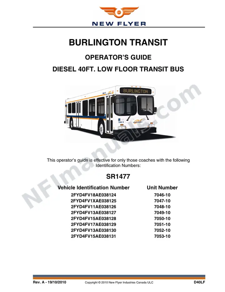 SR1477 Operator's Guide, Burlington Transit first-page preview
