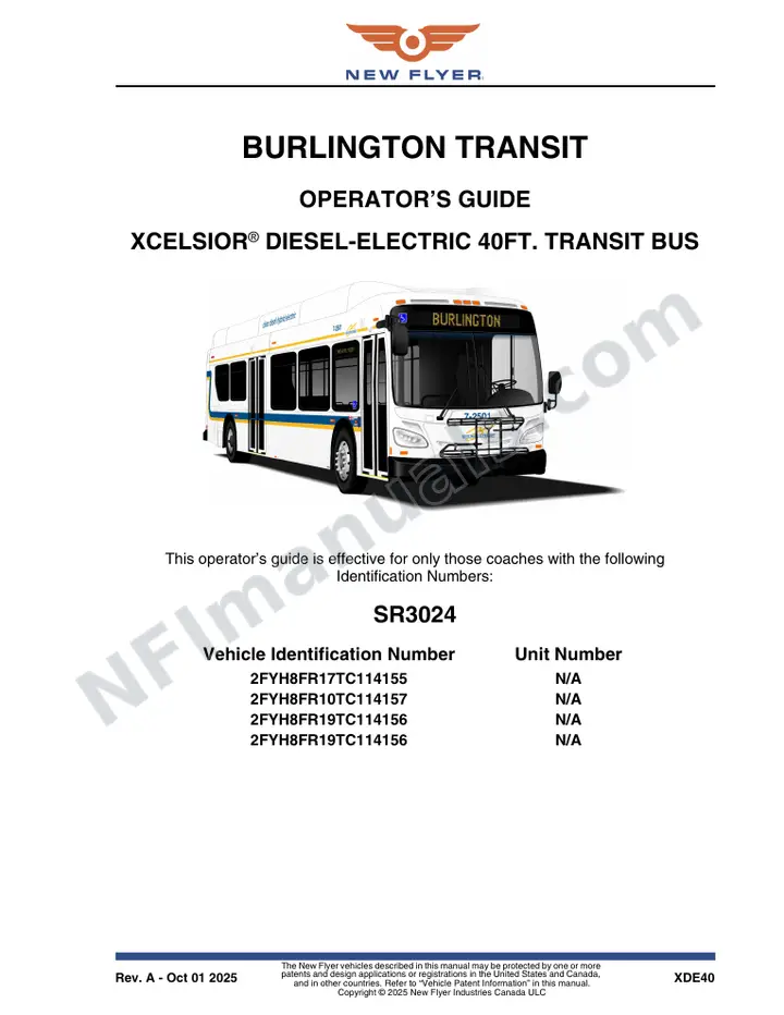 New Flyer XDE40 Manual Package - Burlington Transit included manual preview