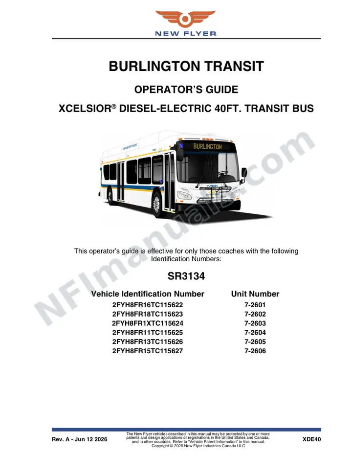 SR3134 Operator's Guide, Burlington Transit first-page preview