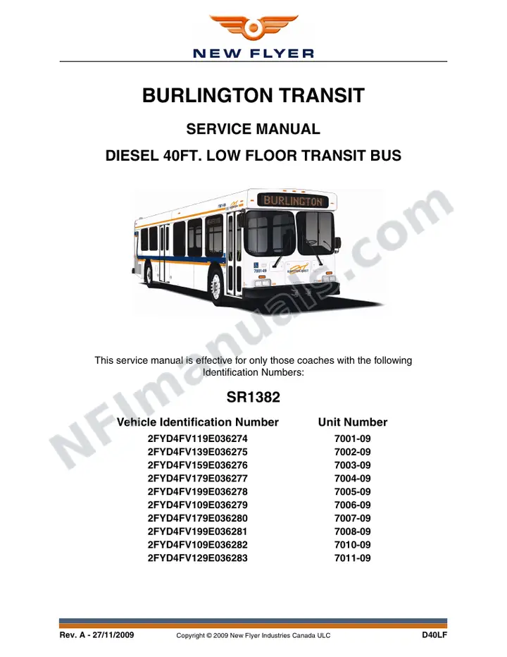 SR1382 Service Manual, Burlington Transit first-page preview