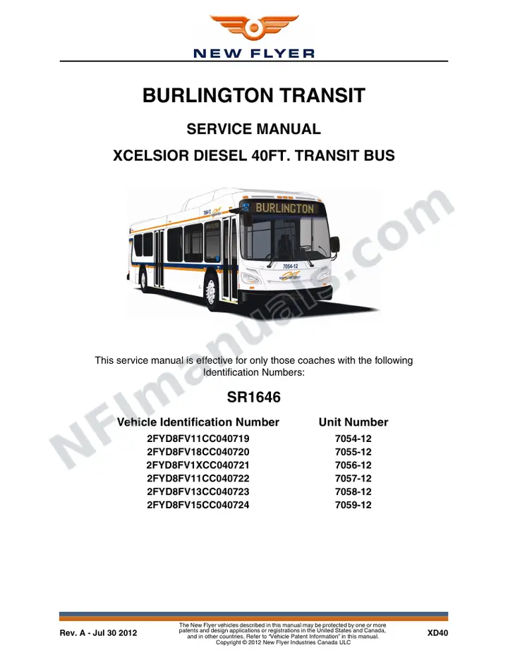 SR1646 Service Manual, Burlington Transit first-page preview