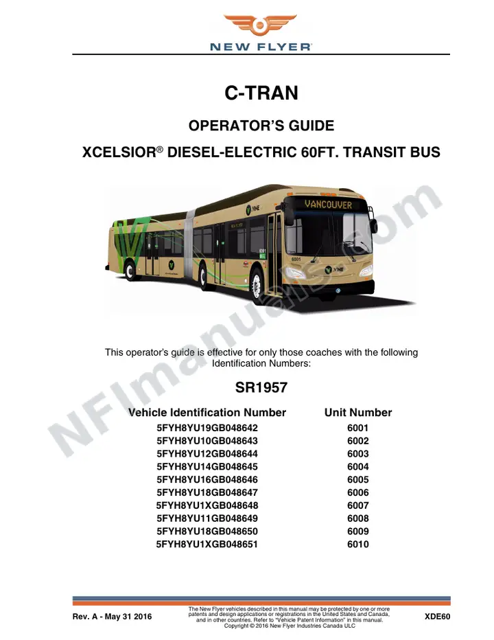 New Flyer XDE60 Manual Package - C-Tran included manual preview