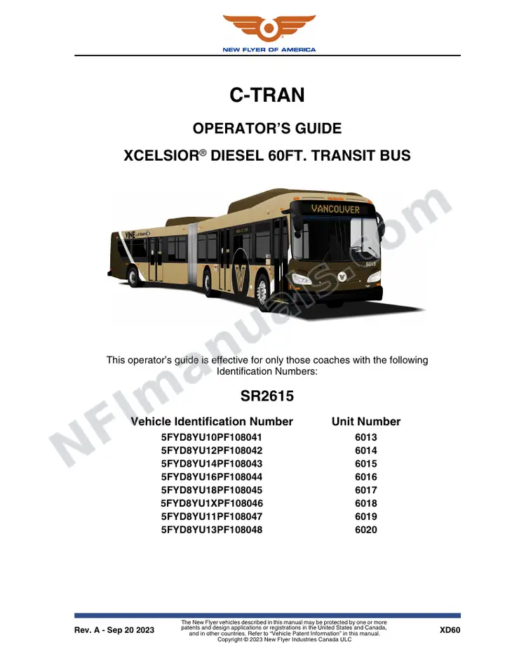 New Flyer XD60 Manual Package - C-Tran included manual preview