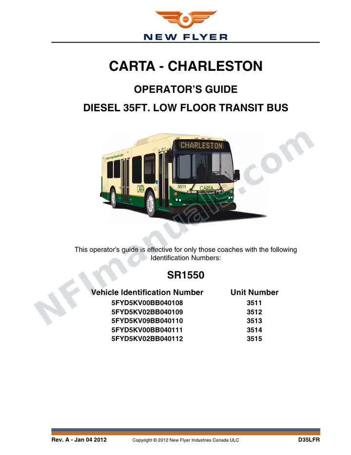 SR1550 Operator's Guide, CARTA - Charleston first-page preview