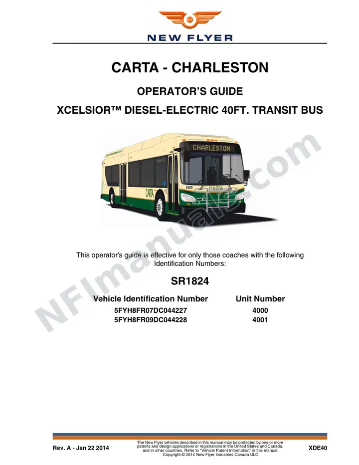 New Flyer XDE40 Manual Package - CARTA - Charleston included manual preview