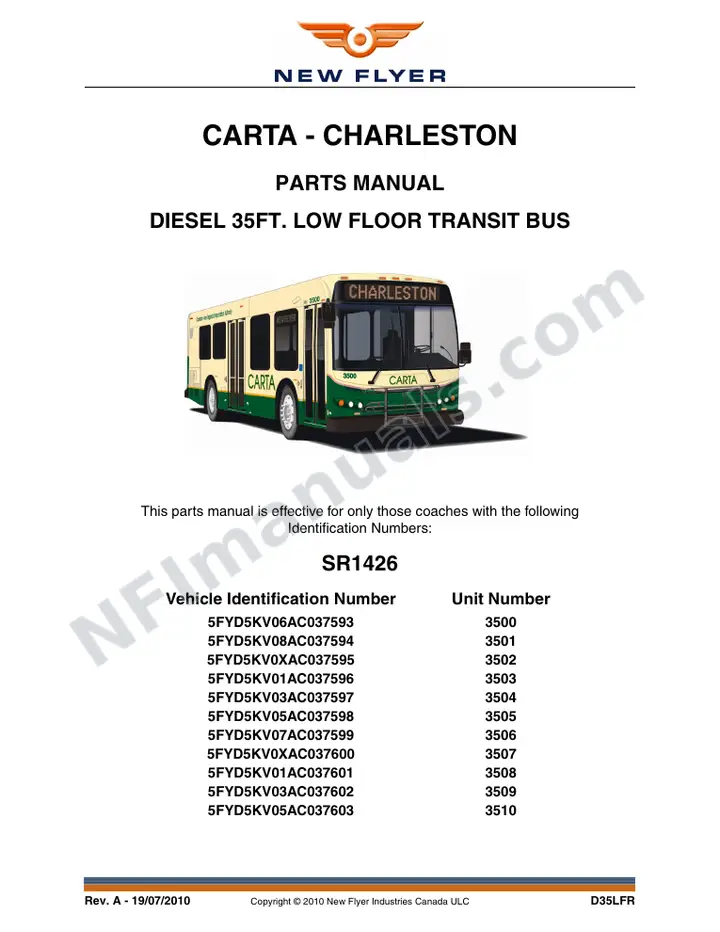 SR1426 Parts Manual, CARTA - Charleston first-page preview