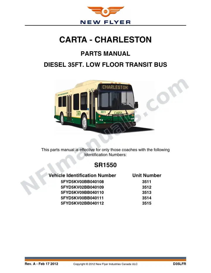 SR1550 Parts Manual, CARTA - Charleston first-page preview