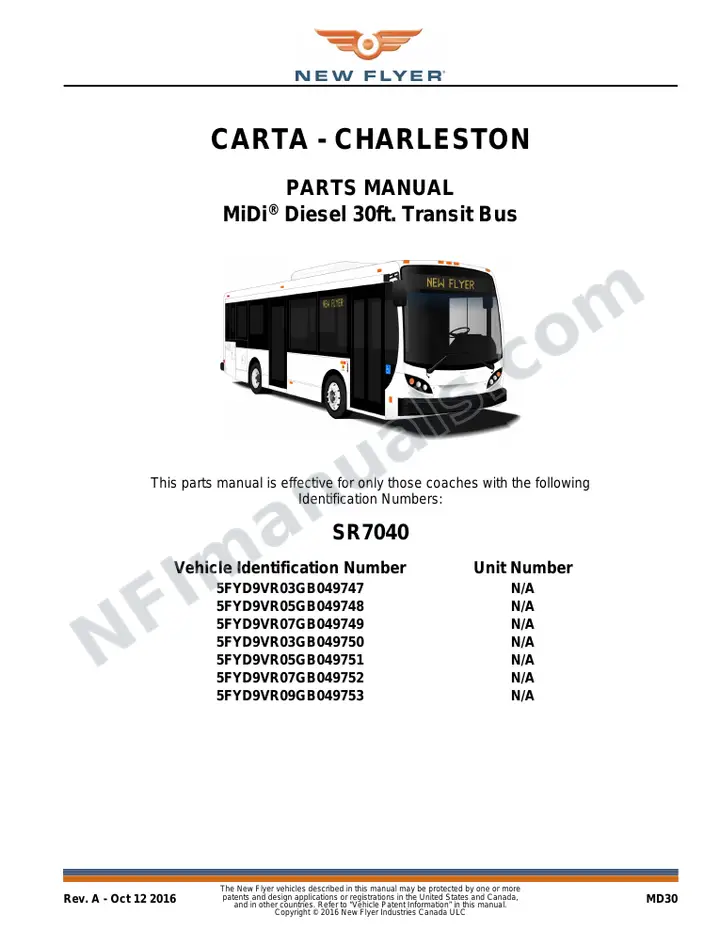 SR7040 Parts Manual, CARTA - Charleston first-page preview