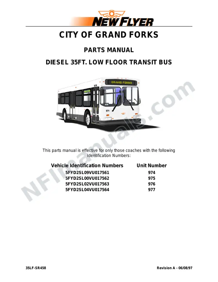 SR458 Parts Manual, City of Grand Forks first-page preview