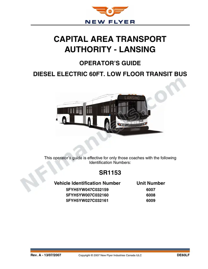SR1153 Operator's Guide, Capital Area Transport Authority - Lansing first-page preview