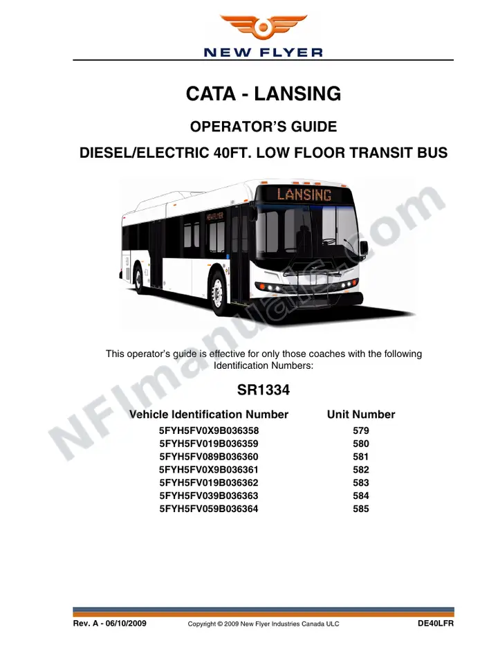 SR1334 Operator's Guide, CATA - Lansing first-page preview