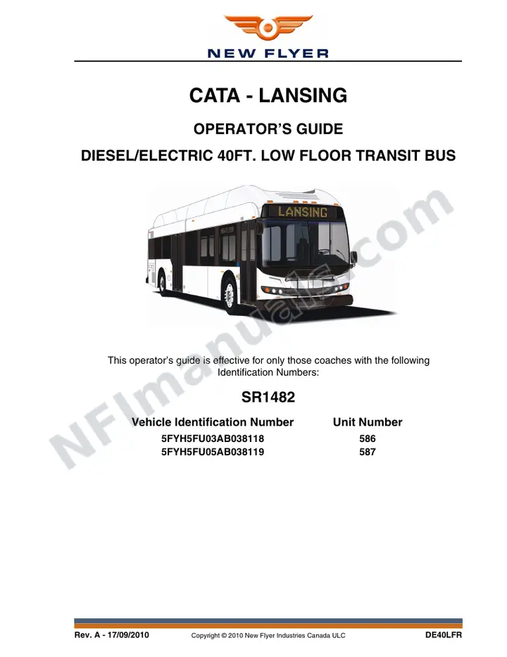 SR1482 Operator's Guide, CATA - Lansing first-page preview