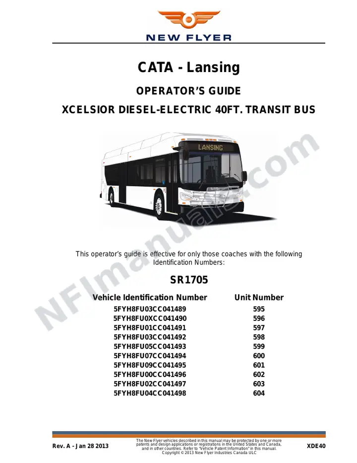 SR1705 Operator's Guide, CATA - Lansing first-page preview